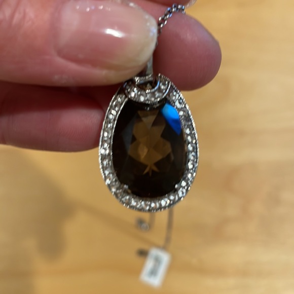 Jewelry - NWT. Real Smoky quartz silver necklace.
